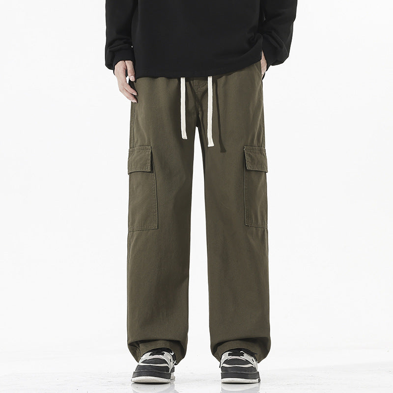 Men's Super Wide Utility Cargo Pants in Low Rise Baggy Cut with Drawstring Mune Fashion