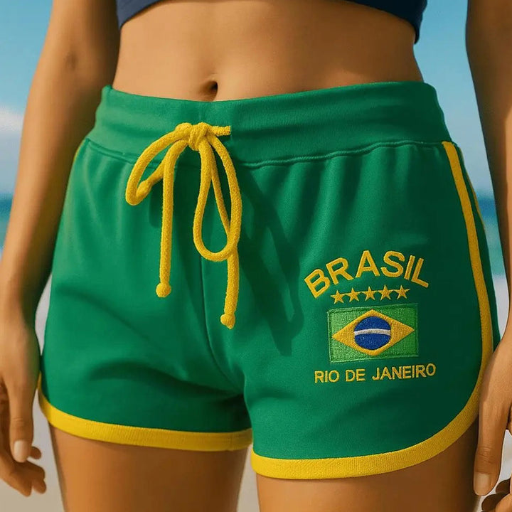 Women’s sporty retro sweat shorts with embroidery and drawstring Mune Fashion