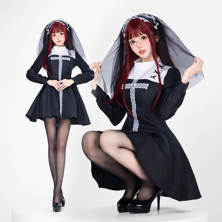 Women Playful Romantic Maid Dress with Ruffles and Bows Mune Fashion