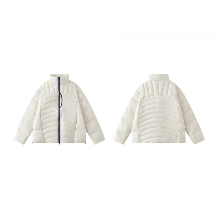 Unisex Boxy padded jacket with high stand-up collar and contrasting two-way zipper Mune Fashion