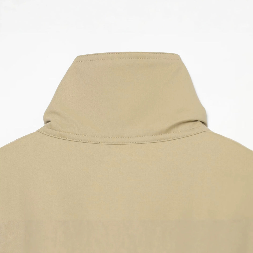 Women's Short Water-Repellent Cape Jacket with High Stand-Up Collar and Concealed Button Placket Mune Fashion