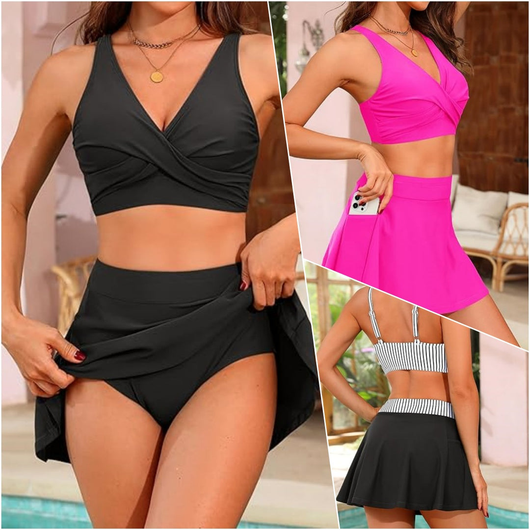 Women's Sporty Wrap Swimsuit with Fitted Bottom Mune Fashion