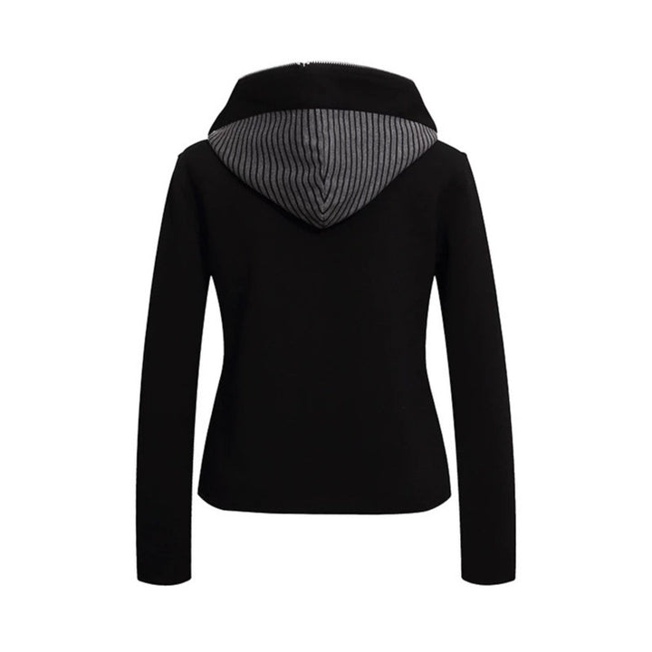 Women's fitted hooded sweat jacket with decorative double row and metal buttons Mune Fashion