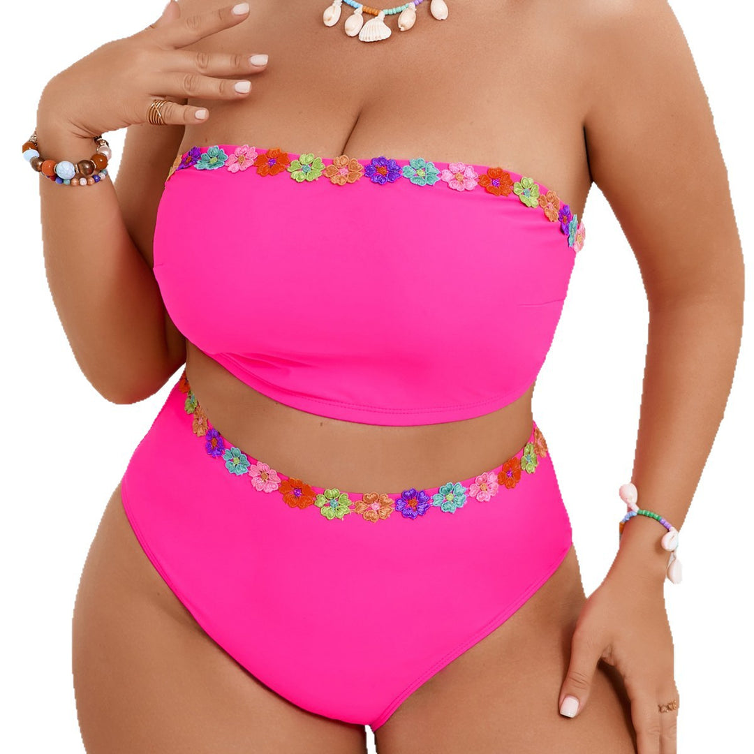 Women High-Waisted Bikini Set with Floral Accents Mune Fashion