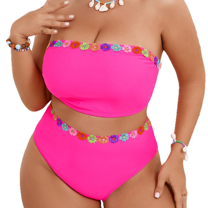Women High-Waisted Bikini Set with Floral Accents Mune Fashion