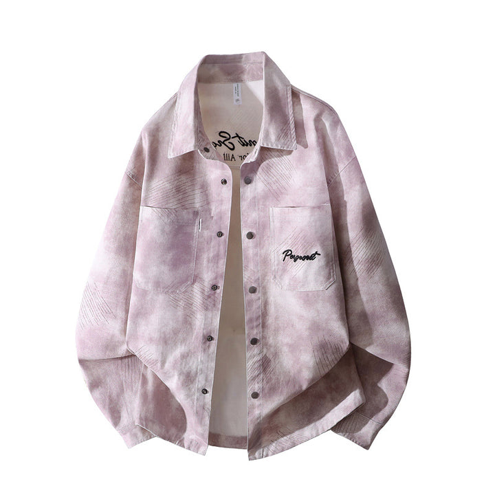 Men's oversized shirt jacket in washed batik look with snap button front & applied chest pockets Mune Fashion