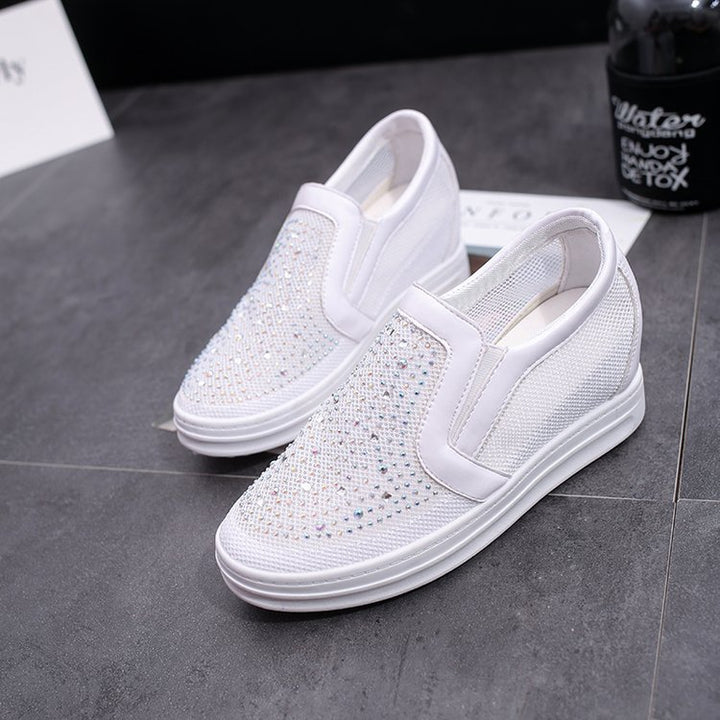 Damen Keil-Sneaker mit Glitzersteinen und atmungsaktivem Mesh Mune Fashion