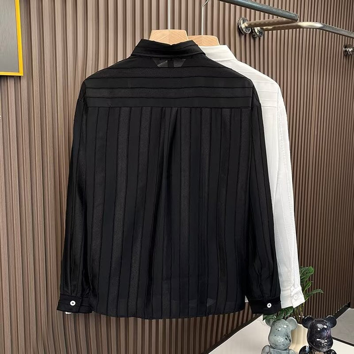 Women Elegant Striped Long Sleeve Shirt Mune Fashion