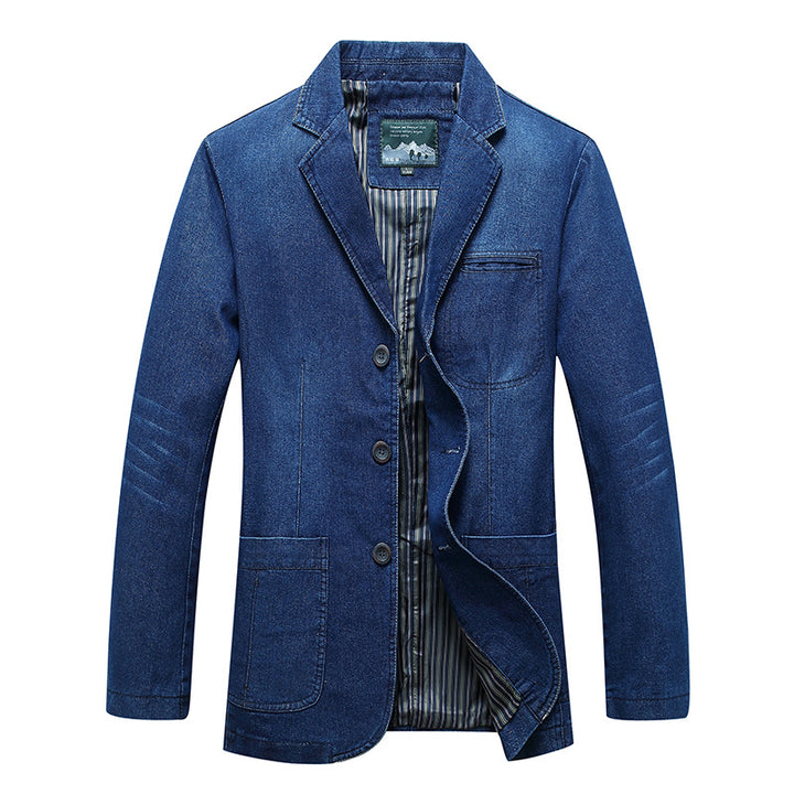 Men's denim blazer in a loose fit with lapel collar and patch pockets Mune Fashion