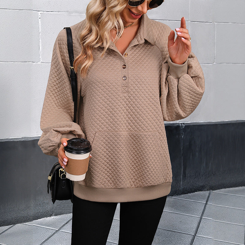 Women’s Stylish Stand Collar Sweater with Buttons Mune Fashion