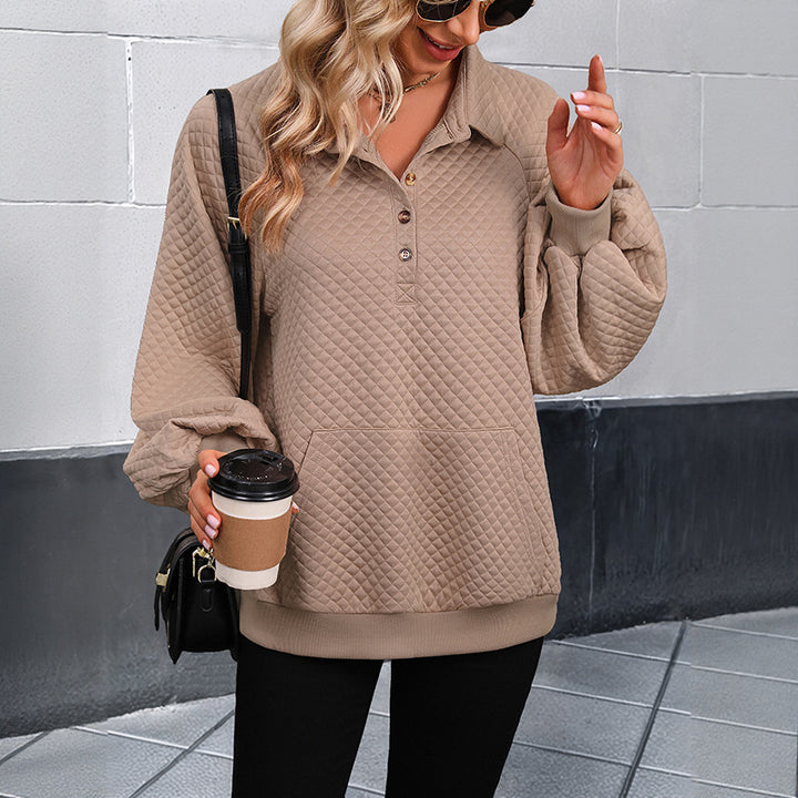 Women’s Stylish Stand Collar Sweater with Buttons Mune Fashion