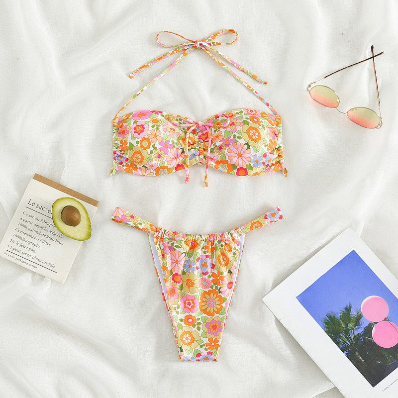 Women’s Flower Pattern Bandeau Bikini Mune Fashion