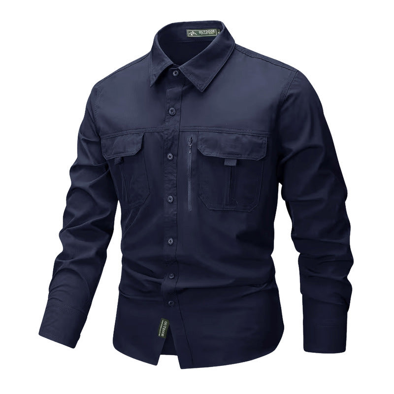 Men's robust trekking shirt with reinforced breast pockets and breathable material Mune Fashion