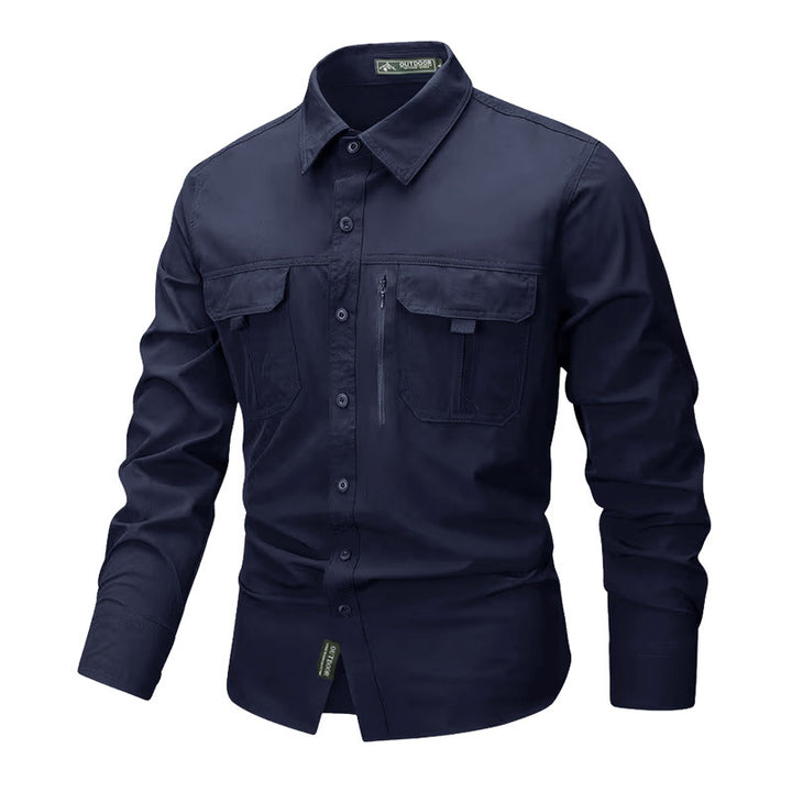 Men's robust trekking shirt with reinforced breast pockets and breathable material Mune Fashion