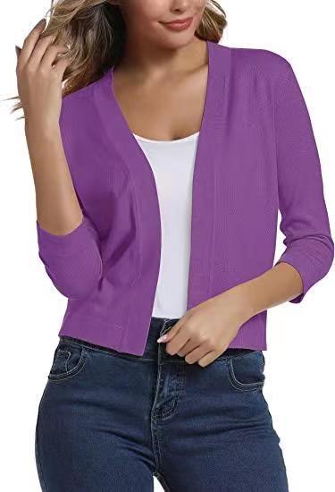 Women’s open short cardigan with three-quarter sleeves and elastic hem Mune Fashion