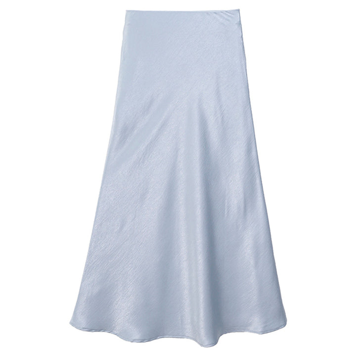 Women's elegant satin midi skirt with A-line and seamless waistband Mune Fashion