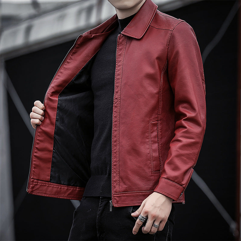 Men Casual Faux Leather Jacket Mune Fashion