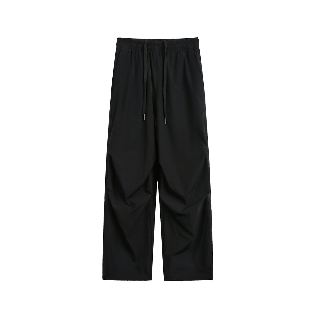 Men's Wide Relaxed Cargo Pants with Elastic Waistband and Drawstring