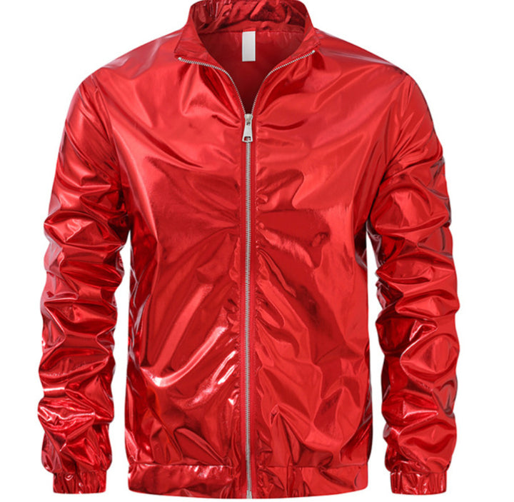 Men's nan bomber jacket with full zip, reflective metallic finish, and elastic cuffs Mune Fashion