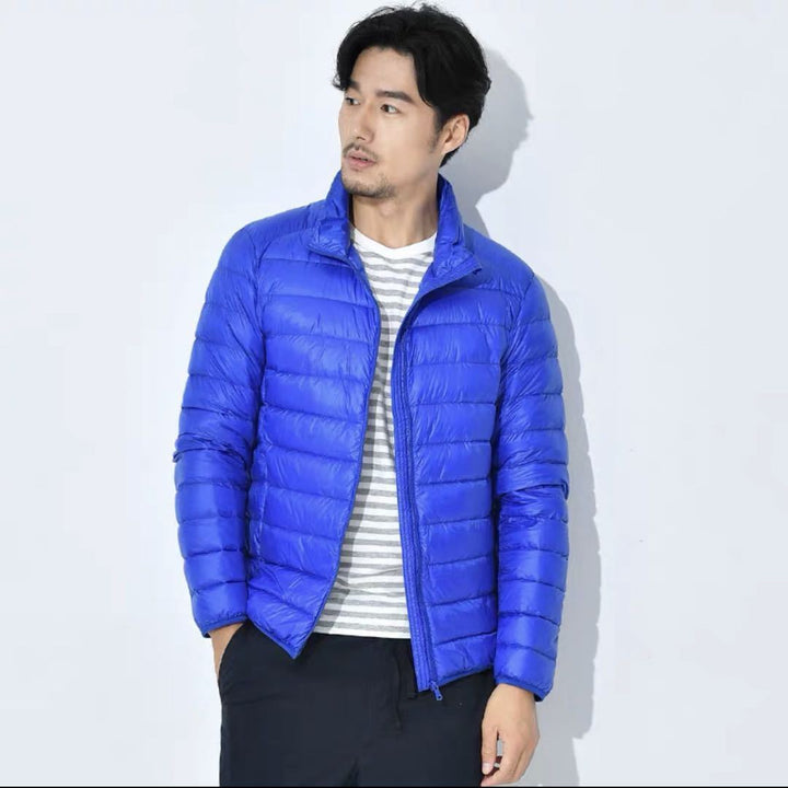 Men's ultralight quilted hooded jacket with wind-resistant shell and compact packing function Mune Fashion