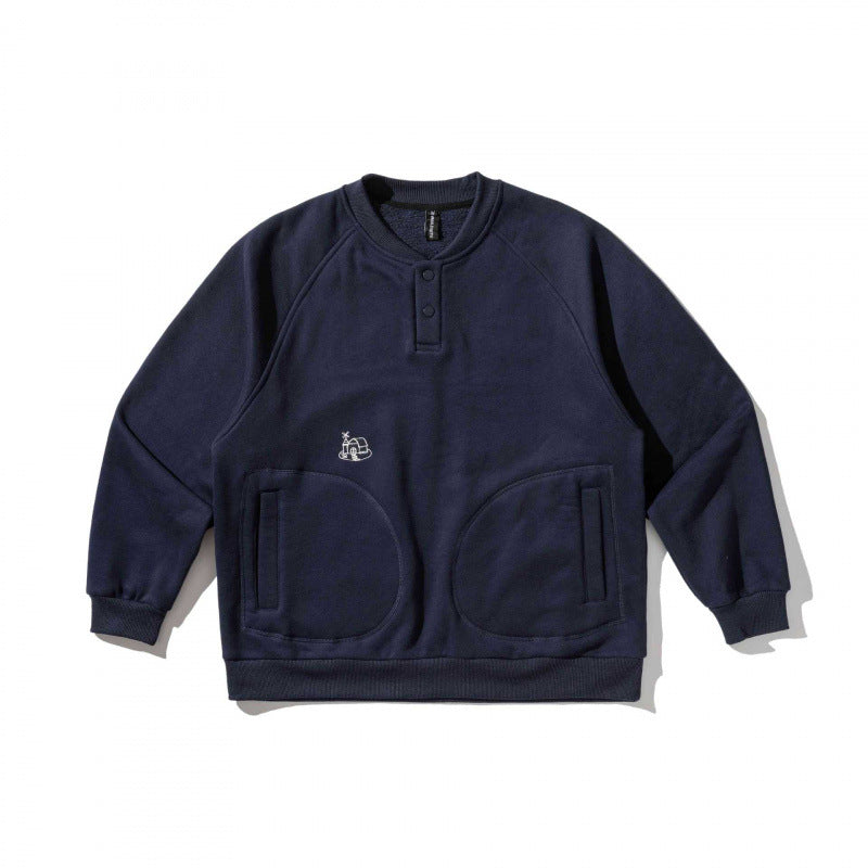 Unisex Oversize Sweatshirt with Henley placket, raglan sleeves and round hand pockets Mune Fashion