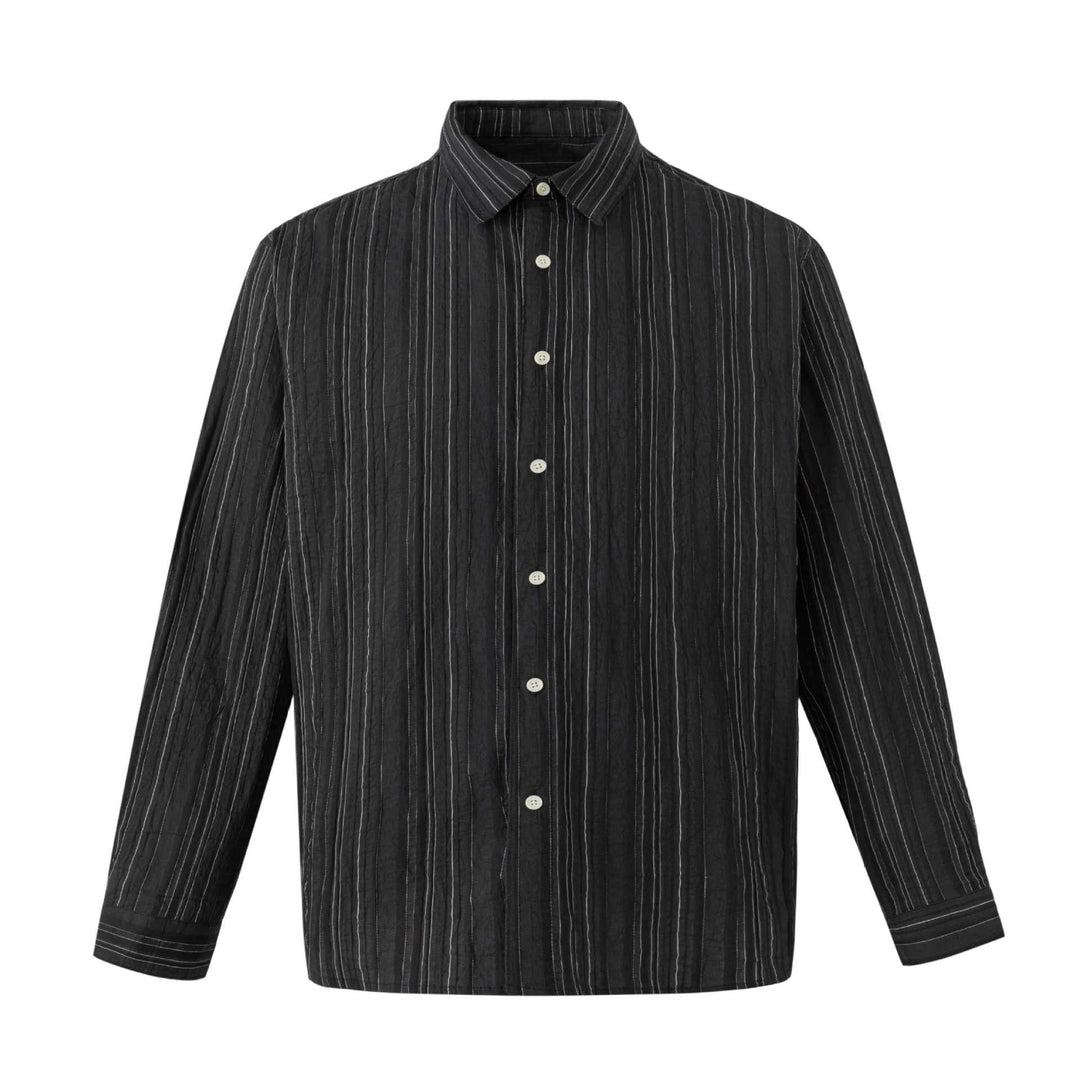Men's Lightweight Linen-Cotton Shirt with Fine Stripes and Kent Collar Mune Fashion