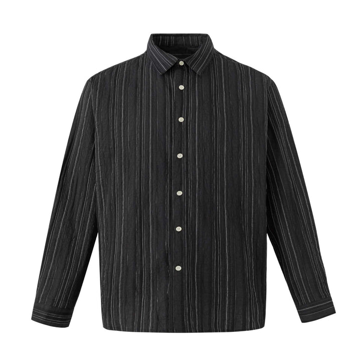 Men's Lightweight Linen-Cotton Shirt with Fine Stripes and Kent Collar Mune Fashion