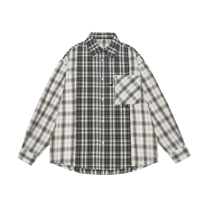 Unisex Checkered Overshirt in Patchwork Look with Chest Pocket Mune Fashion