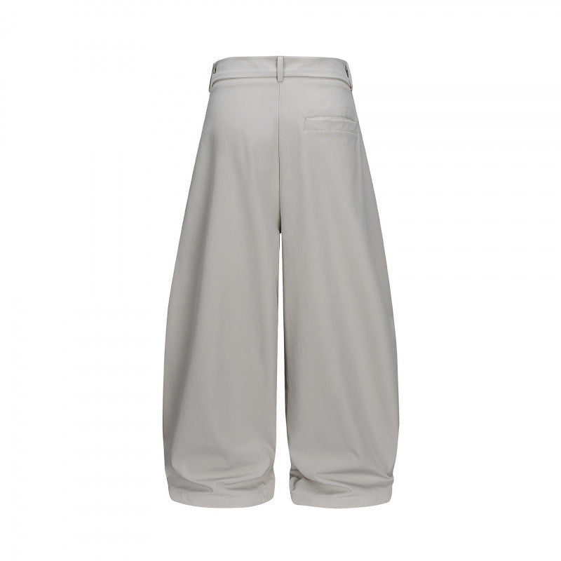 Ladies Wide Balloon Pants with High Waist, Pleats and Cuffed Hem Mune Fashion