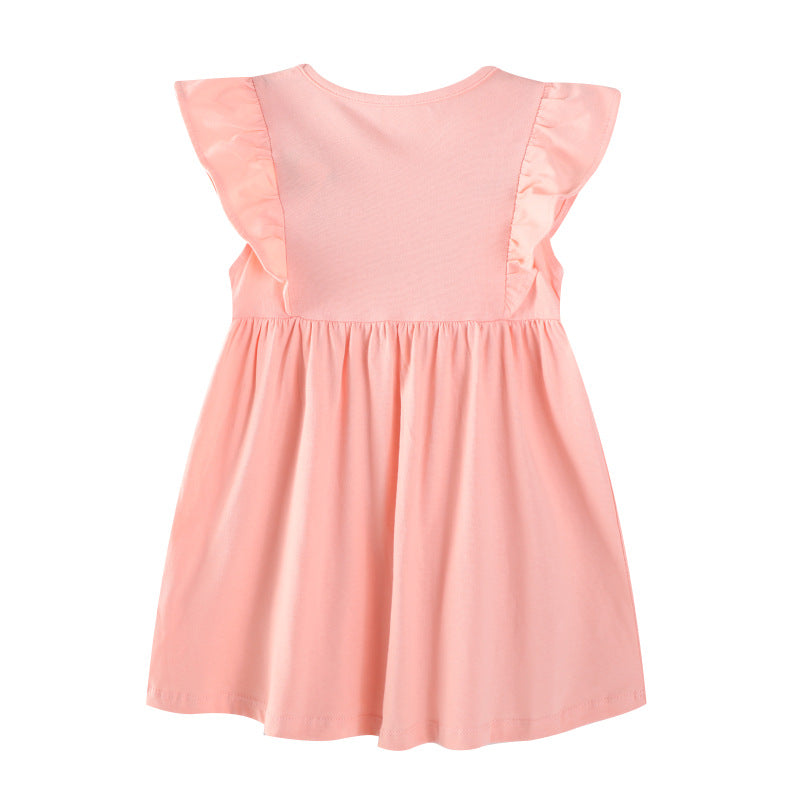 Girls cotton dress with charming giraffe embroidery Mune Fashion