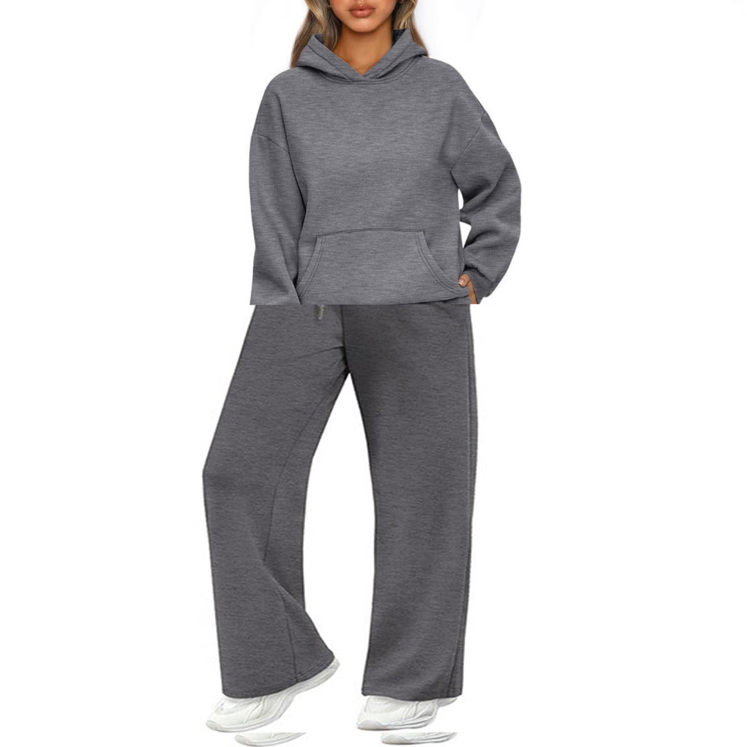 Women's Cozy Loungewear Set with oversized hoodie, kangaroo pocket and wide palazzo jogging pants Mune Fashion