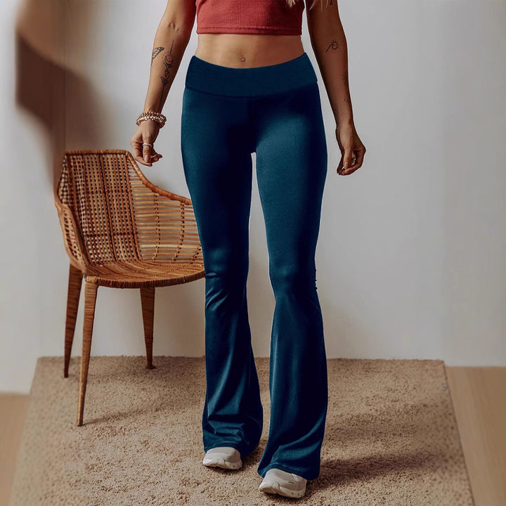 Women High-Waist Flare Pants made of Stretch Jersey with Wide Flare Mune Fashion