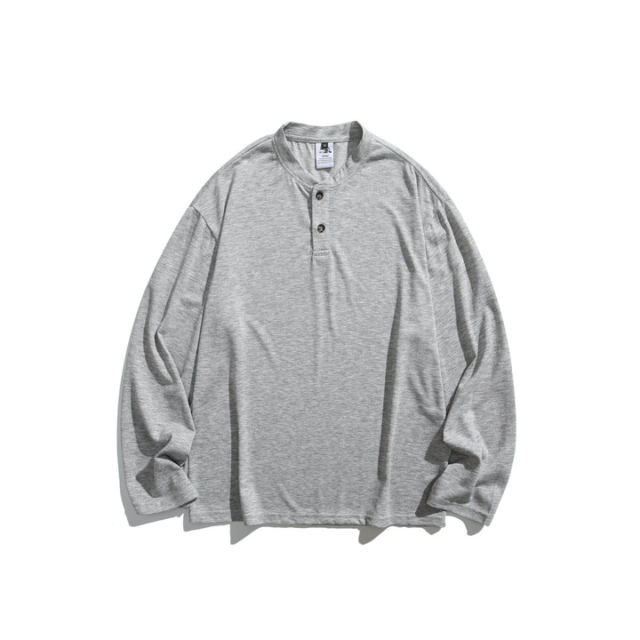 Unisex Long Sleeve Henley Shirt with Short Button Placket and Relaxed Fit Mune Fashion