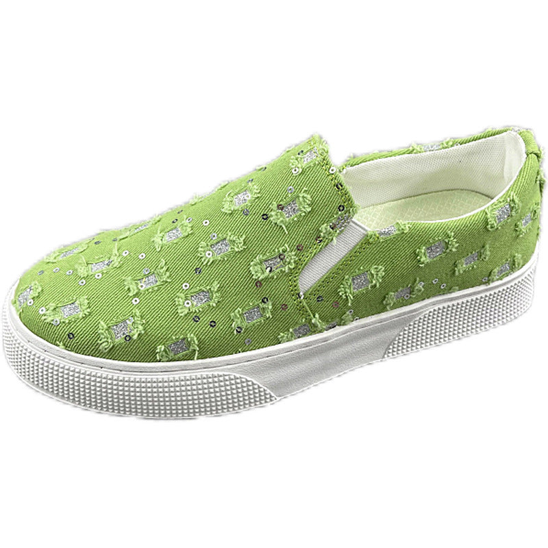 Women Comfortable Slip-On Sneakers with Glitter Details Mune Fashion