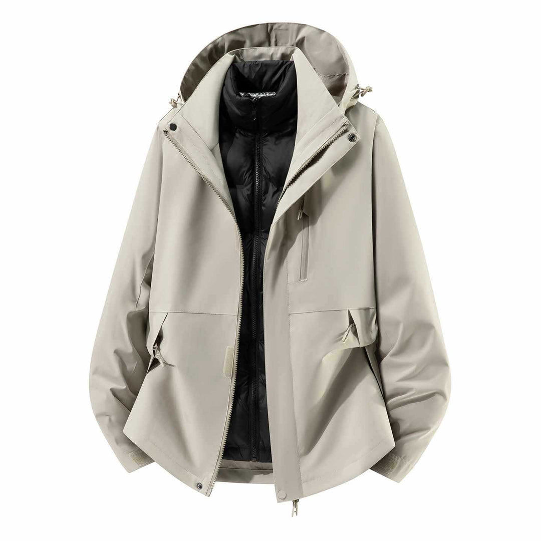 Men's Waterproof Three-Piece Winter Jacket with Removable Down Inner Jacket and Hood Mune Fashion