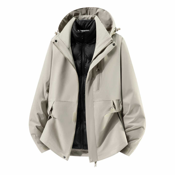 Men's Waterproof Three-Piece Winter Jacket with Removable Down Inner Jacket and Hood Mune Fashion