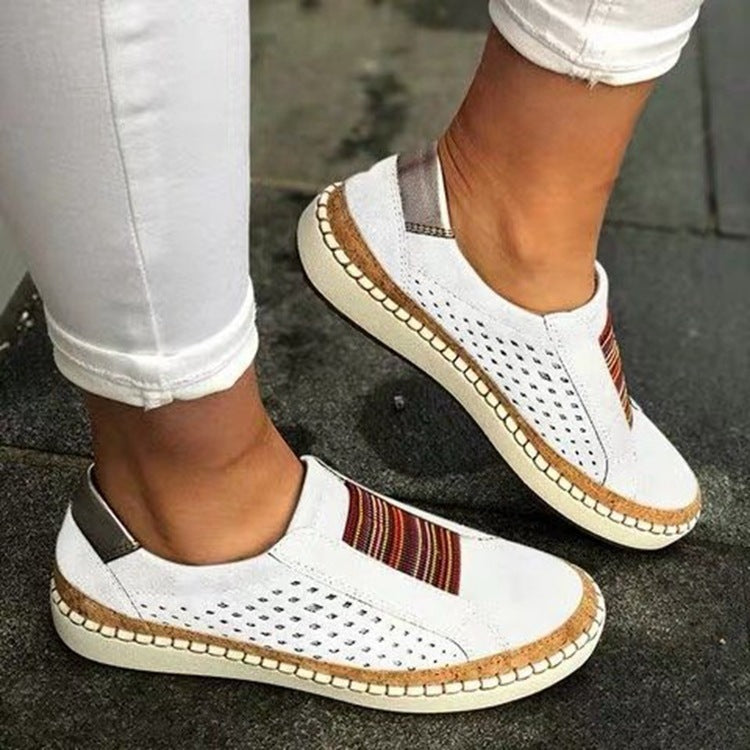 Women's perforated slip-on sneakers with elastic insert and cork-look platform Mune Fashion
