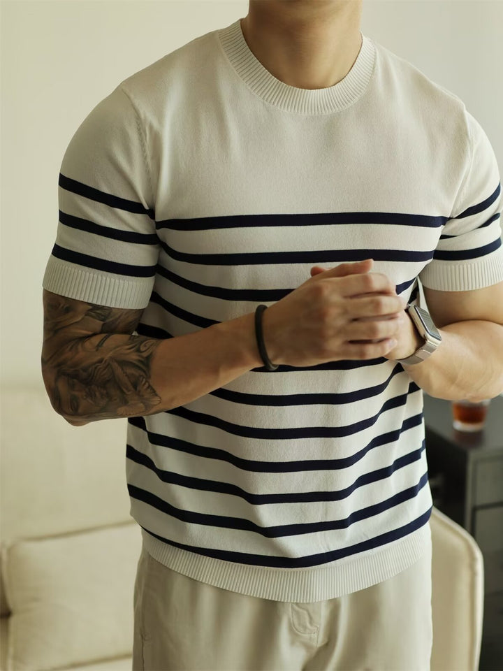 Men's Fashionable Striped Knit Sweater Mune Fashion