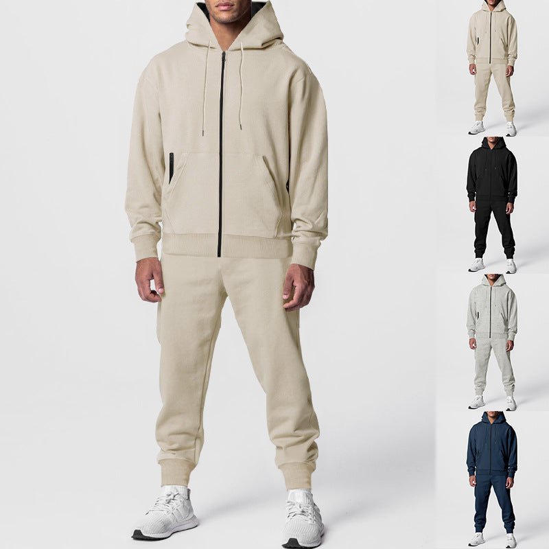 Men's urban zip hoodie with kangaroo pocket and tapered joggers set Mune Fashion