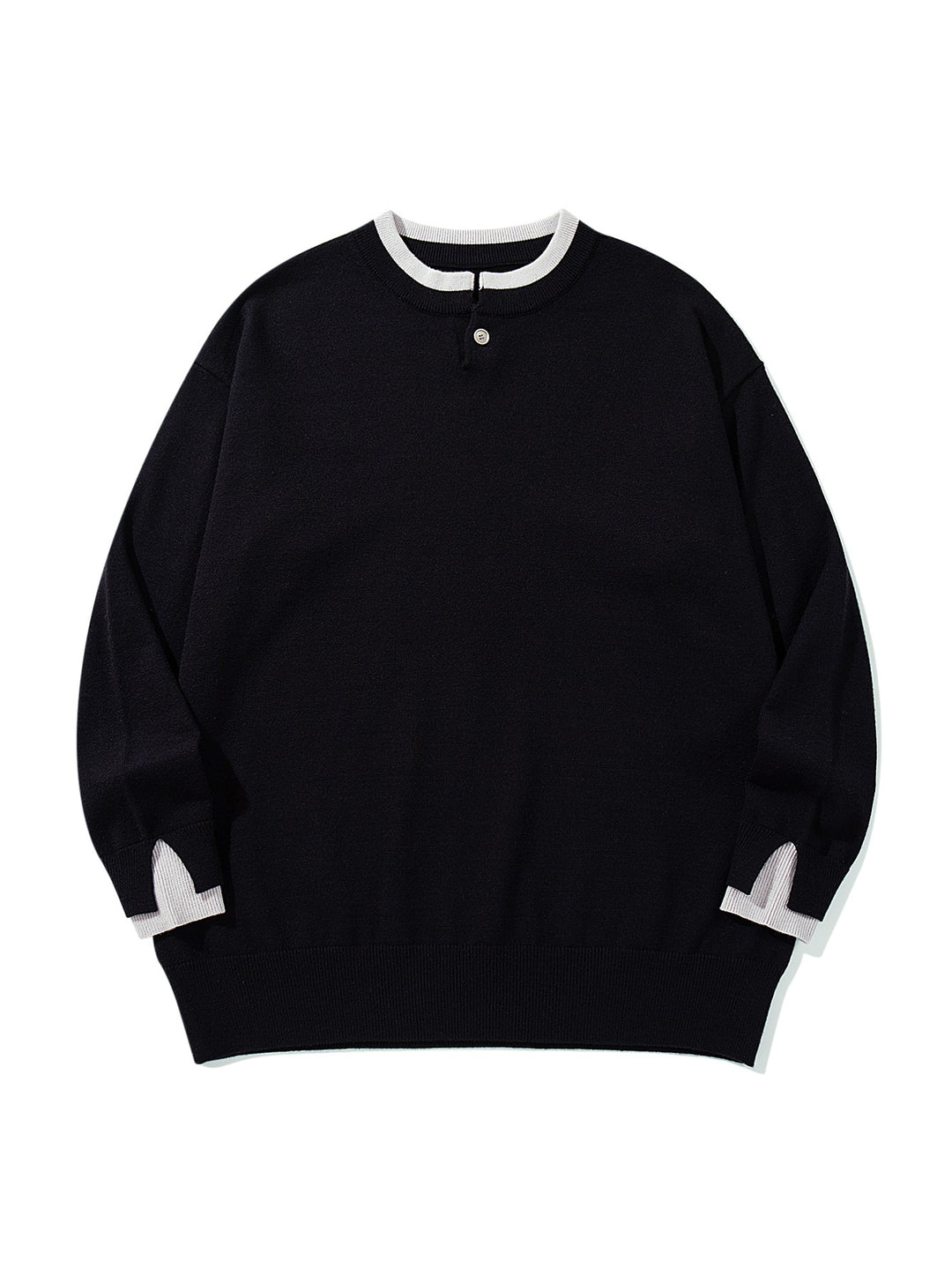 Unisex Oversized Knit Sweater with Short Henley Button Placket and Thumbhole Cuffs Mune Fashion