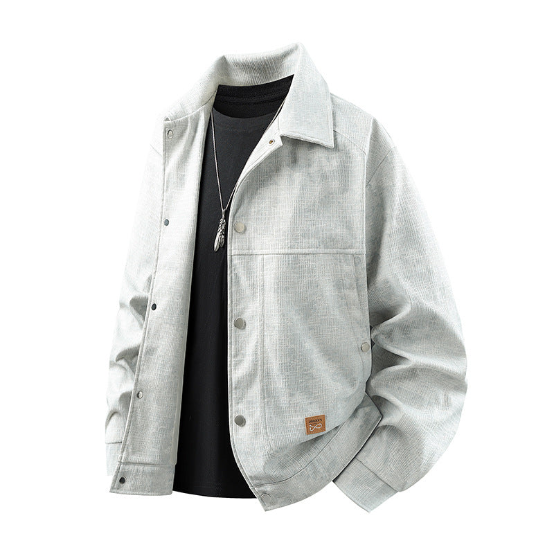 Men's velvety cord overshirt with patch pockets and snap button placket Mune Fashion