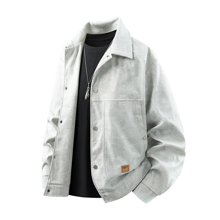 Men's velvety cord overshirt with patch pockets and snap button placket Mune Fashion
