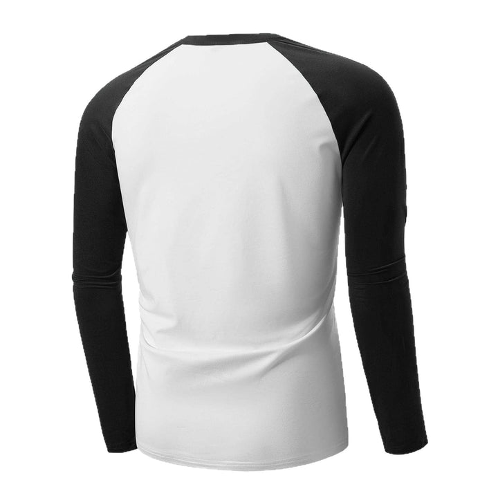 Men's Casual Long Sleeve Henley Shirt with Contrast Sleeves Mune Fashion