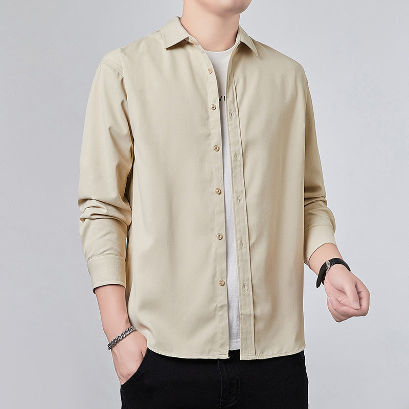 Men's Long Sleeve Shirt with Relaxed Fit and Light Satin Look Mune Fashion