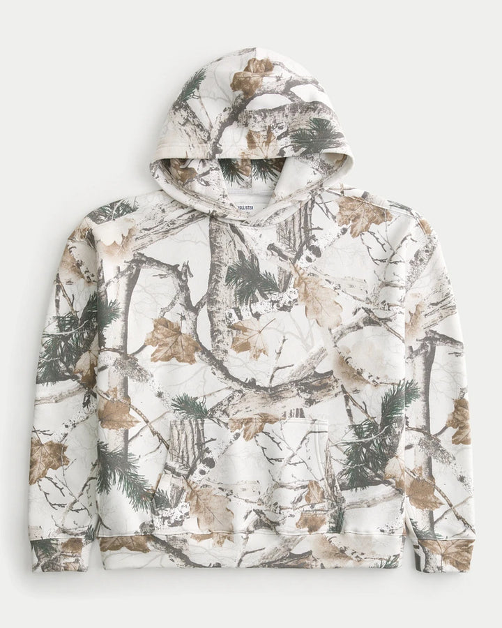 Unisex loose-fit hoodie sweatshirt with subtle leaf texture, double hood without drawstring and kangaroo pocket Mune Fashion