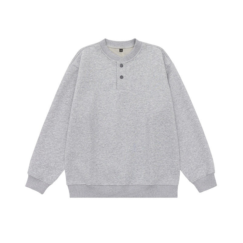 Unisex Loose-fit sweatshirt with half-button placket and ribbed cuffs Mune Fashion