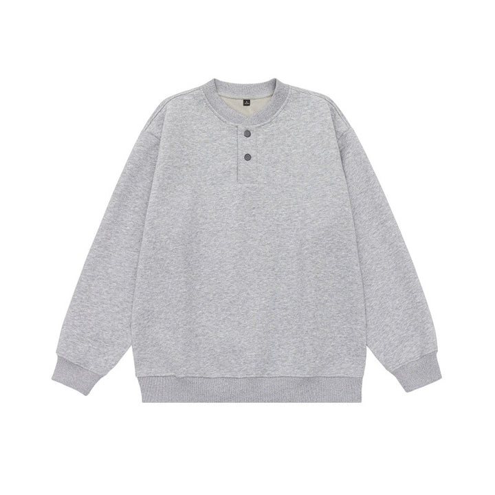Unisex Loose-fit sweatshirt with half-button placket and ribbed cuffs Mune Fashion