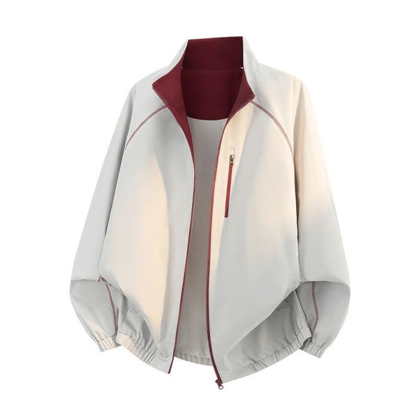 Unisex Oversize Bomber Jacket with Raglan Sleeves, Contrasting Zipper & Elastic Cuff Mune Fashion