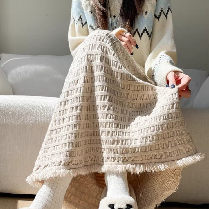 Women's Flowing Skirt with Fringes Mune Fashion