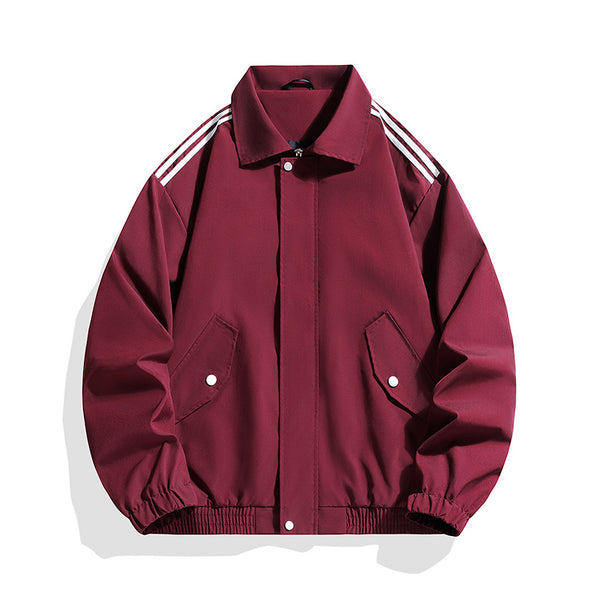 Men's sporty-urban oversize bomber jacket with ribbed hem, snap button placket & shoulder stripes Mune Fashion